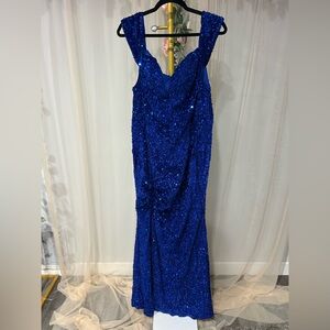 Elegant Sapphire Blue Sequin Maxi Dress